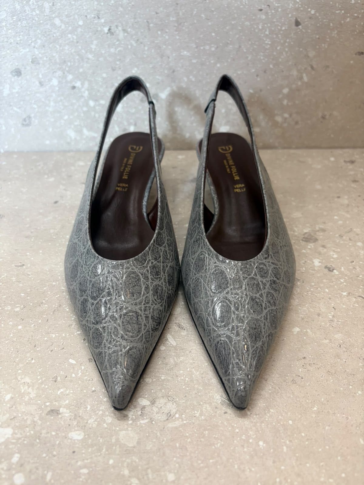 SLINGBACK SKOK BASSA GRIGIA