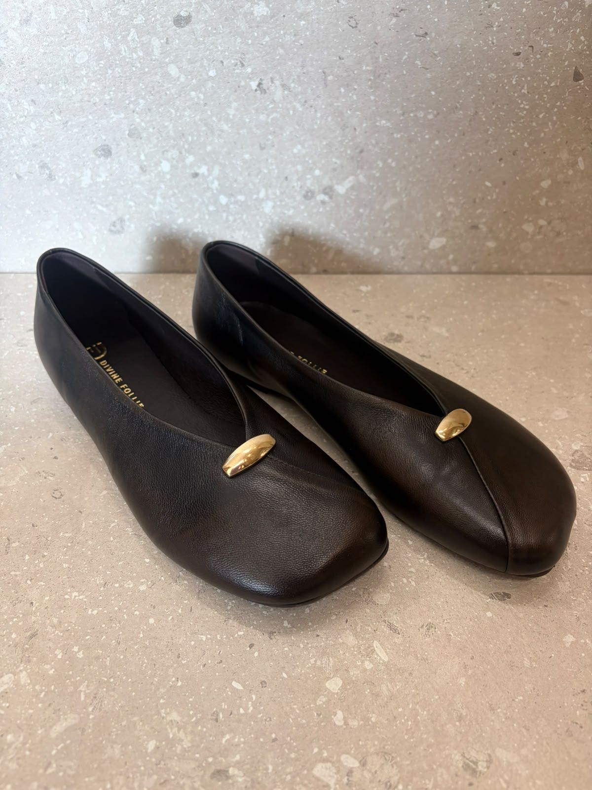 BALLERINA PLACCA ORO PELLE CIOCCOLATO