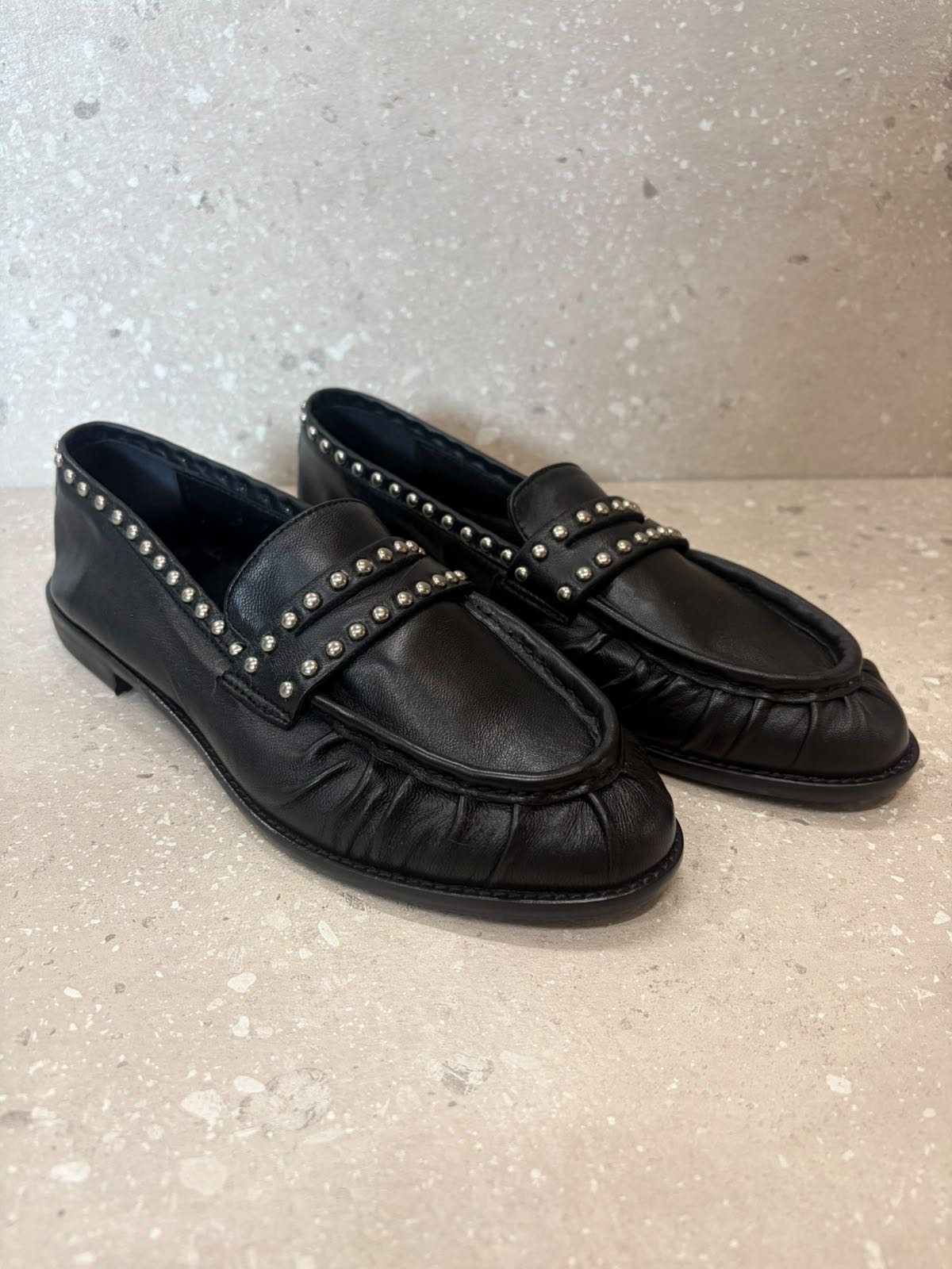 MOCASSINO CINZIA NERO BORCHIE
