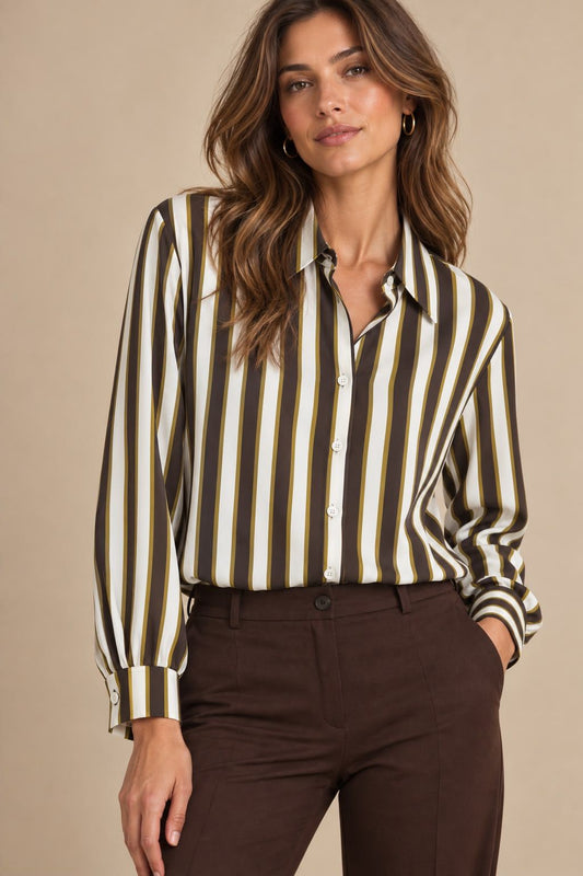 CAMICIA RIGATA MORO PISTACCHIO