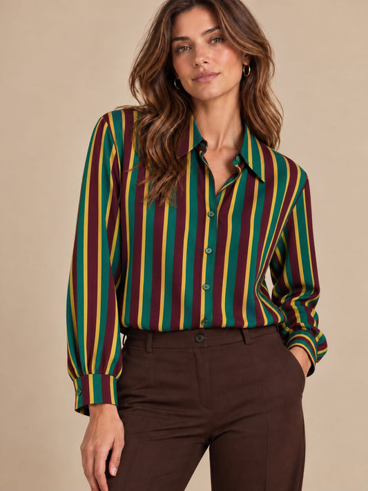 CAMICIA RIGATA VERDE BORDEAUX
