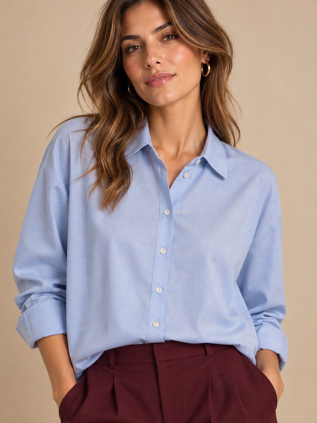 CAMICIA OXFORD OVER AZZURRA