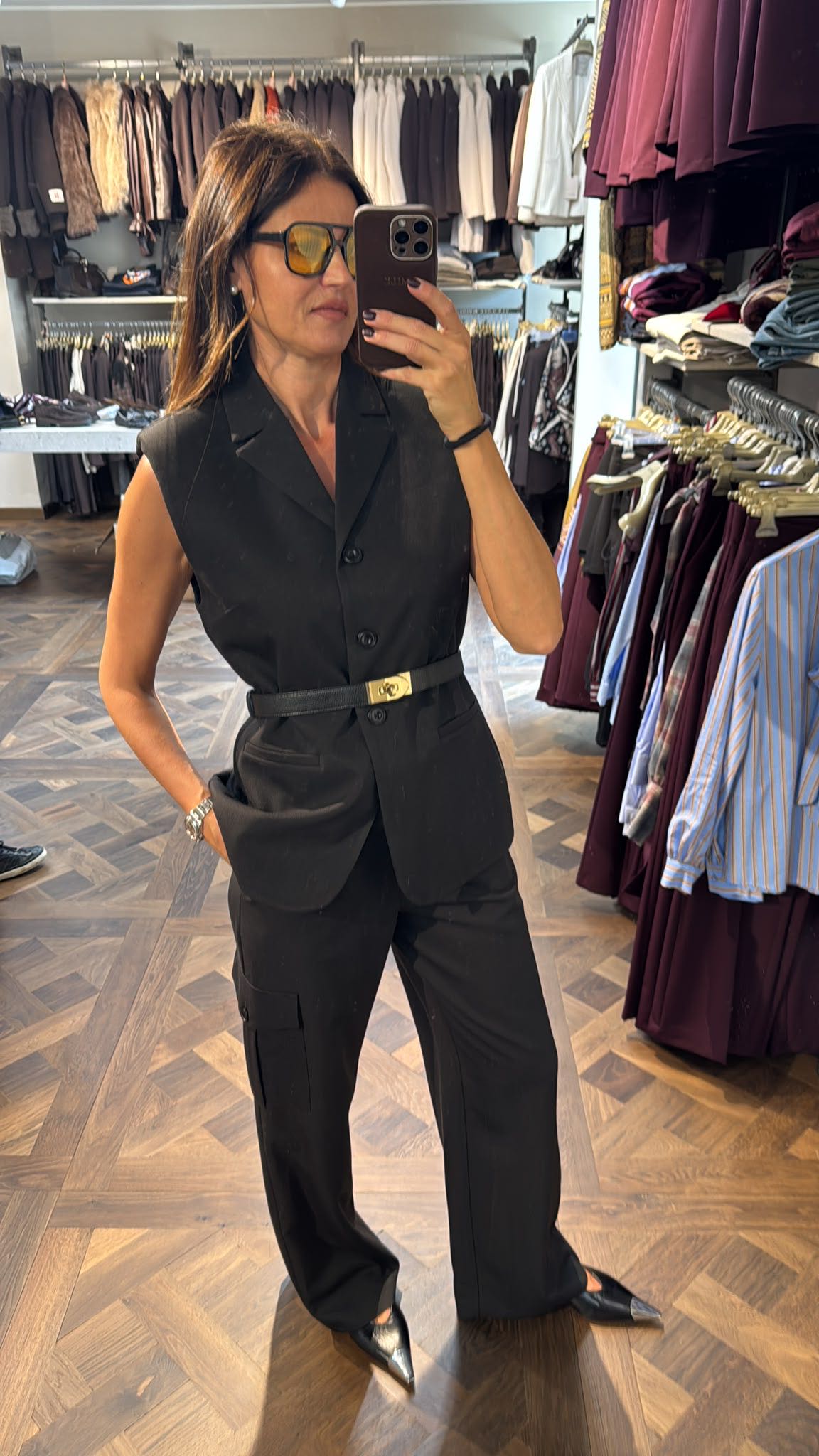 GILET SELENE CON SPALLINE NERO