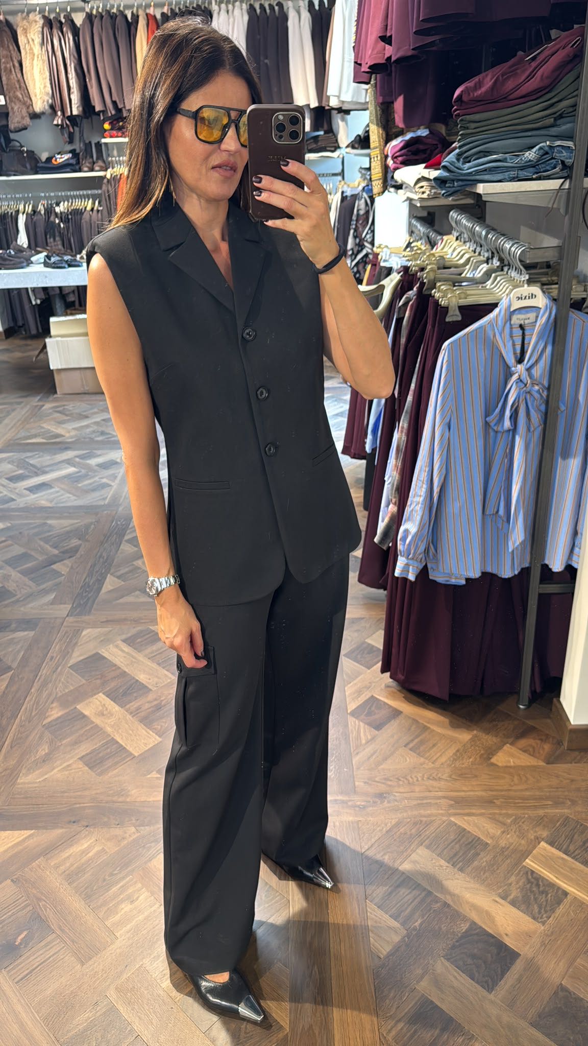 GILET SELENE CON SPALLINE NERO