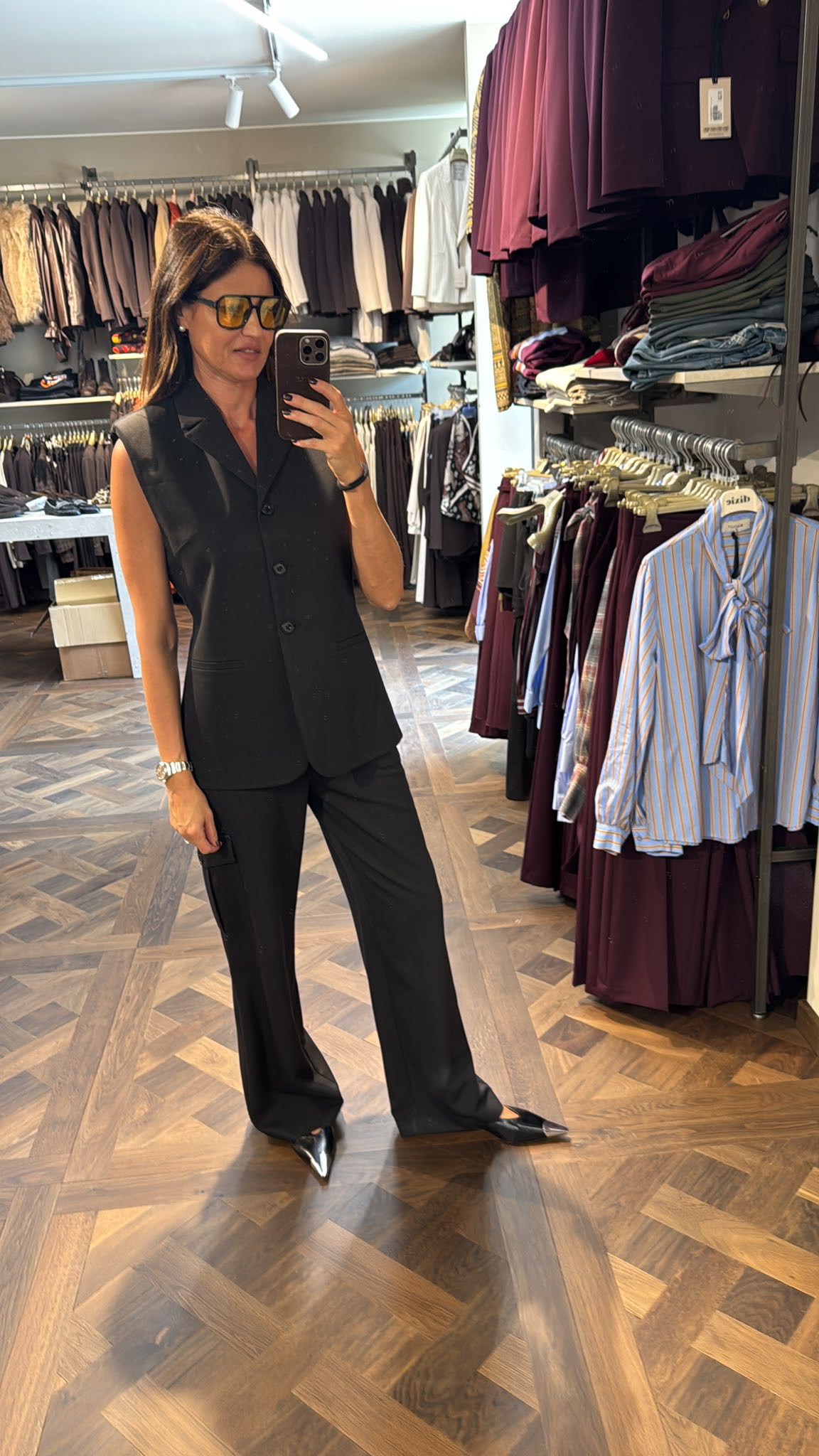 GILET SELENE CON SPALLINE NERO