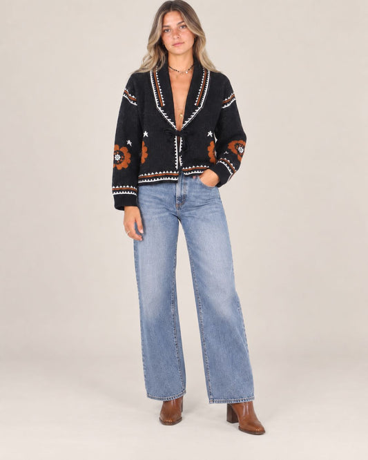 CARDIGAN BAMBOO LACCETTO NERO