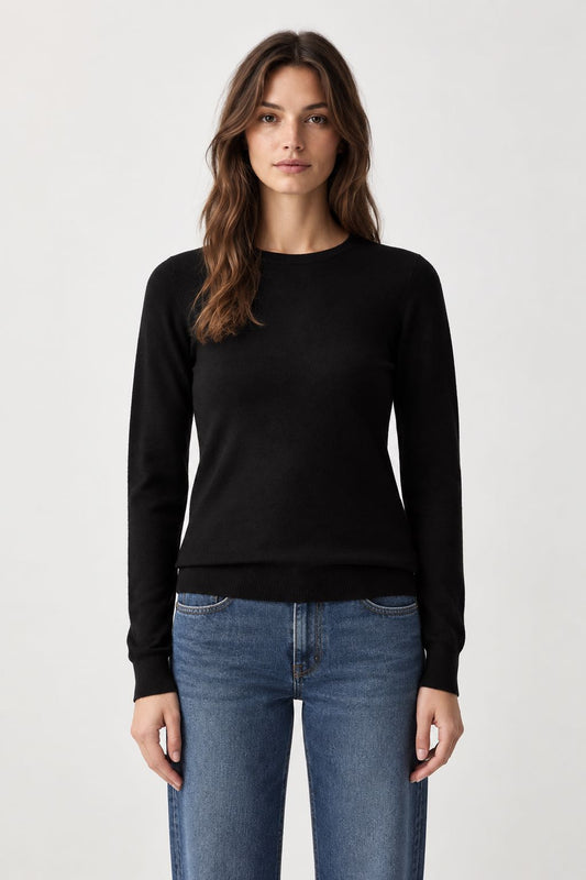 MAGLIONCINO BASIC GIROCOLLO NERO