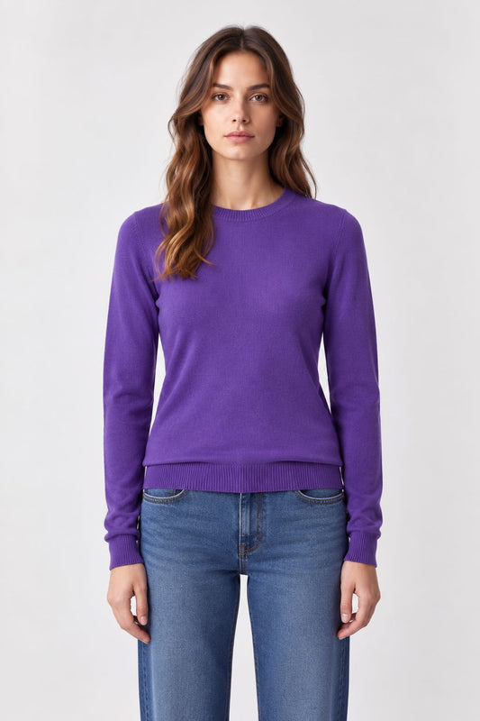 MAGLIONCINO BASIC GIROCOLLO VIOLA