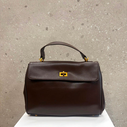 BORSA VERA PELLE AURY MARRONE