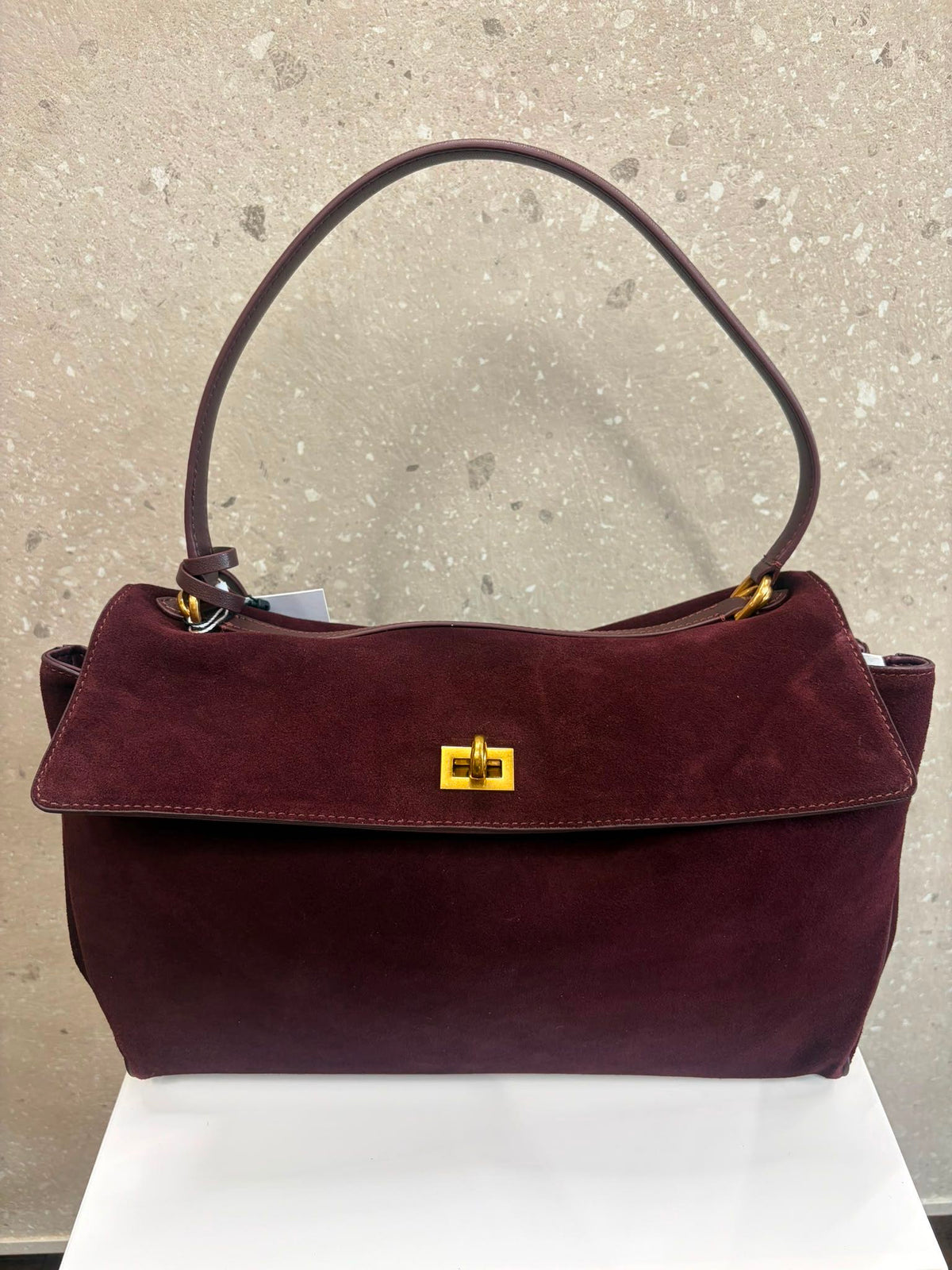 BORSA CELESTE VERA PELLE CAMOSCIO BORDEAUX
