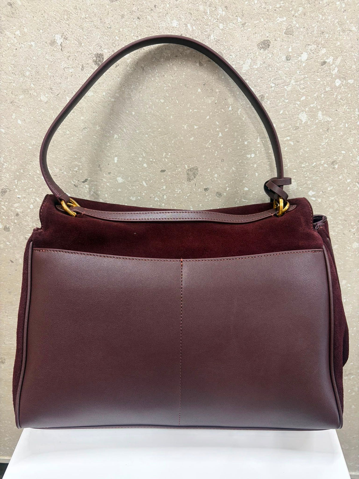 BORSA CELESTE VERA PELLE CAMOSCIO BORDEAUX