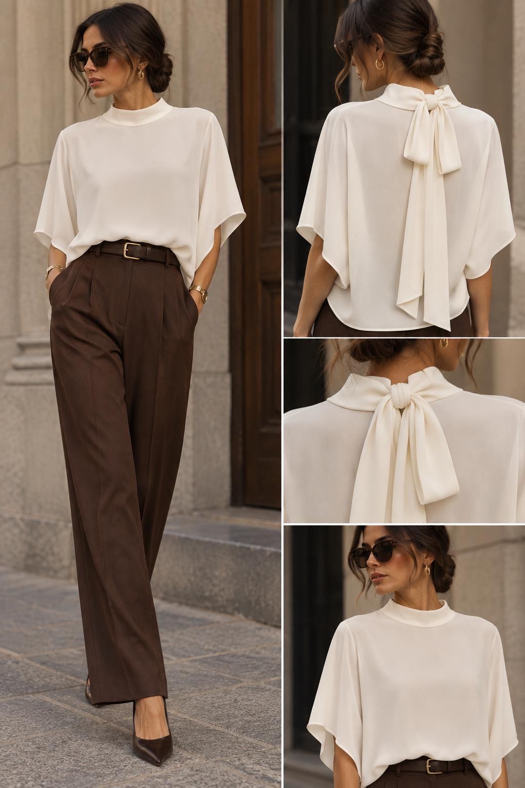 BLUSA MANICA 3/4 CON FIOCCO BURRO