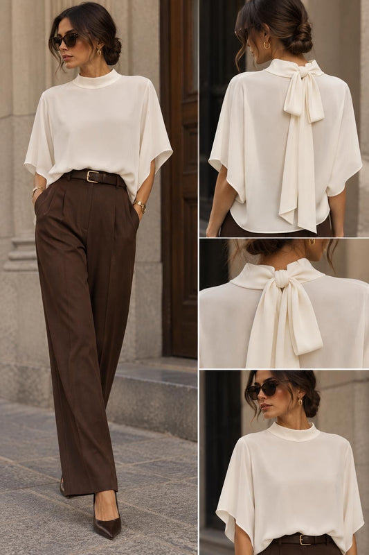 BLUSA MANICA 3/4 CON FIOCCO BURRO