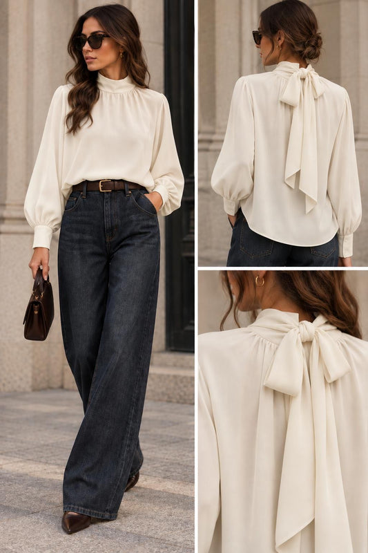 BLUSA CON FIOCCO BURRO