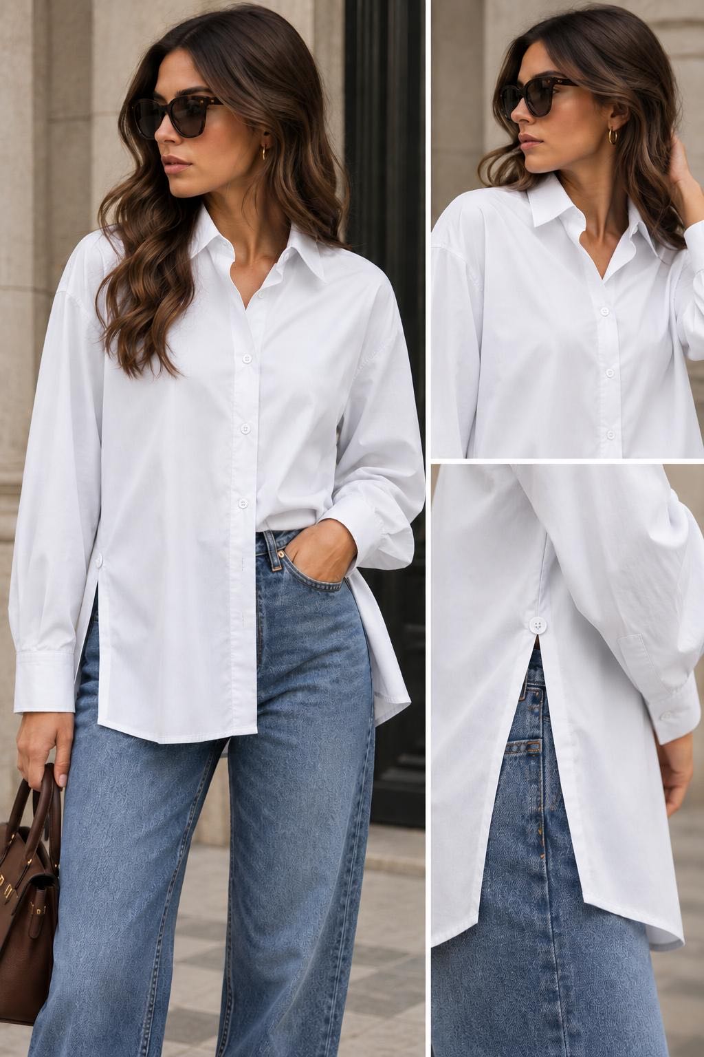 CAMICIA CON SPACCHI LATERALI BIANCA