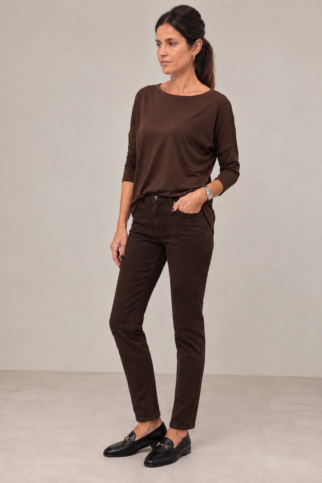 MAGLIA BASIC OVER CIOCCOLATO