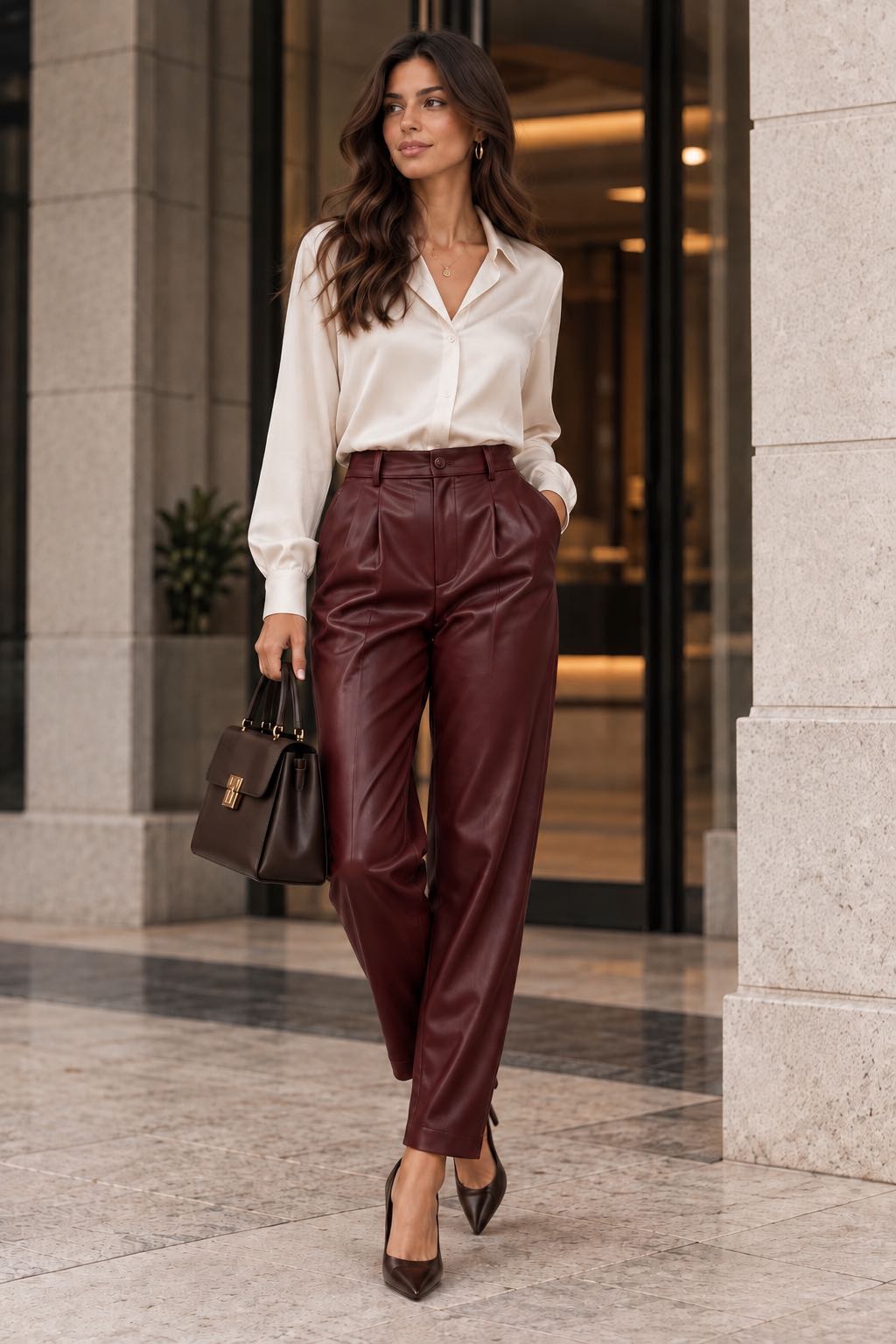 PANTALONE BARREL ECOPELLE BAROLO