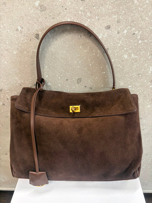 BORSA CELESTE VERA PELLE CAMOSCIO MORO