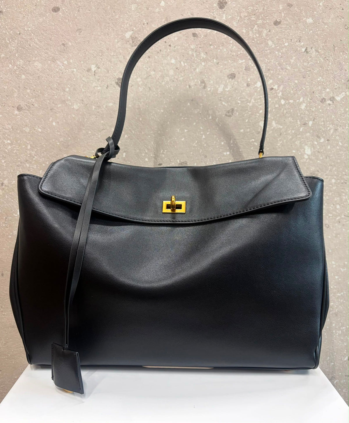 BORSA CELESTE VERA PELLE NERA