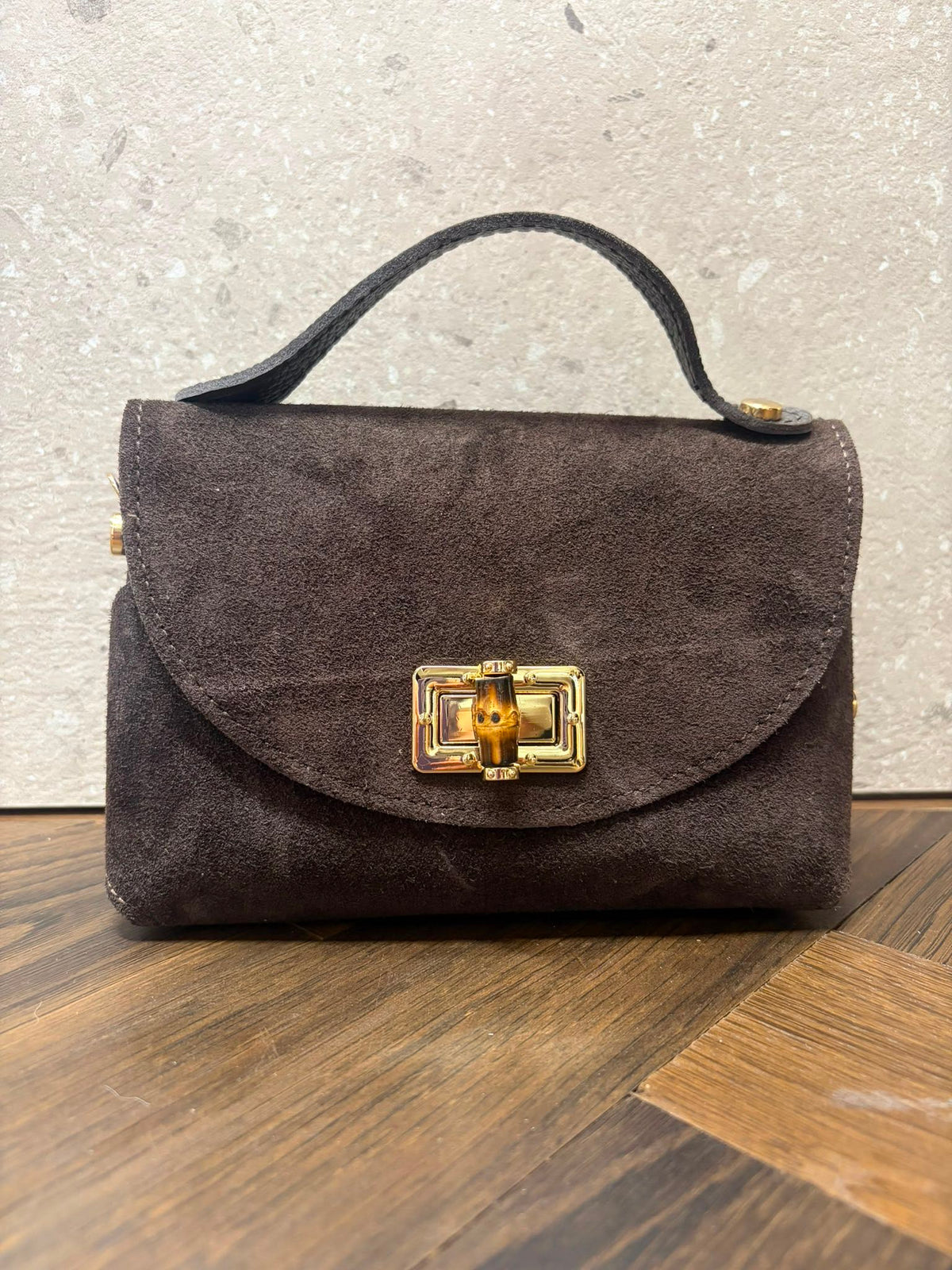 BORSA SALLY VERA PELLE CAMOSCIO MORO