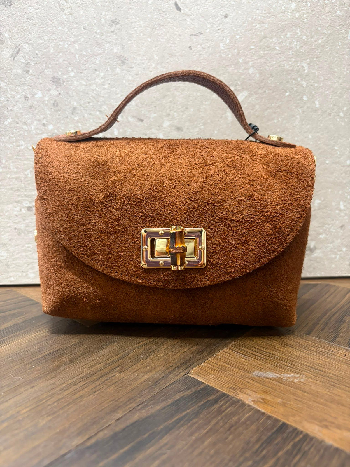 BORSA SALLY VERA PELLE CAMOSCIO CUOIO