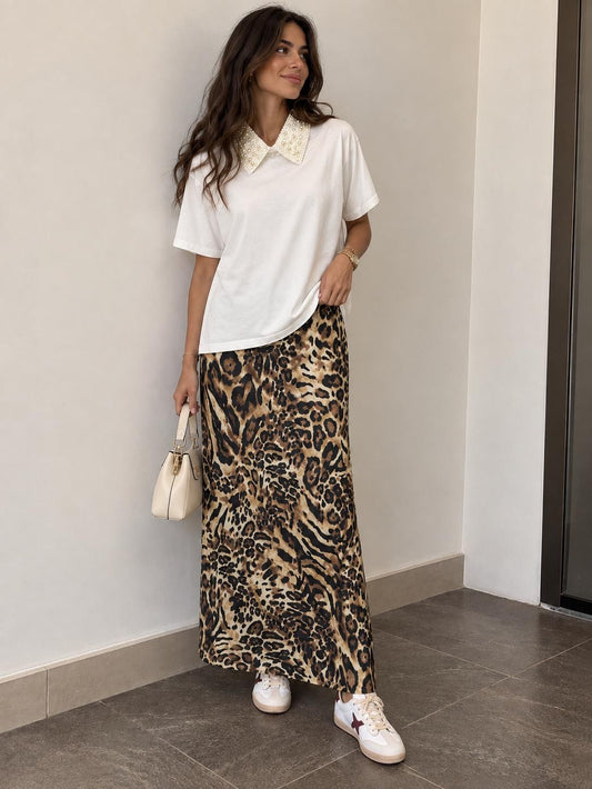 GONNA IN SATEN ANIMALIER
