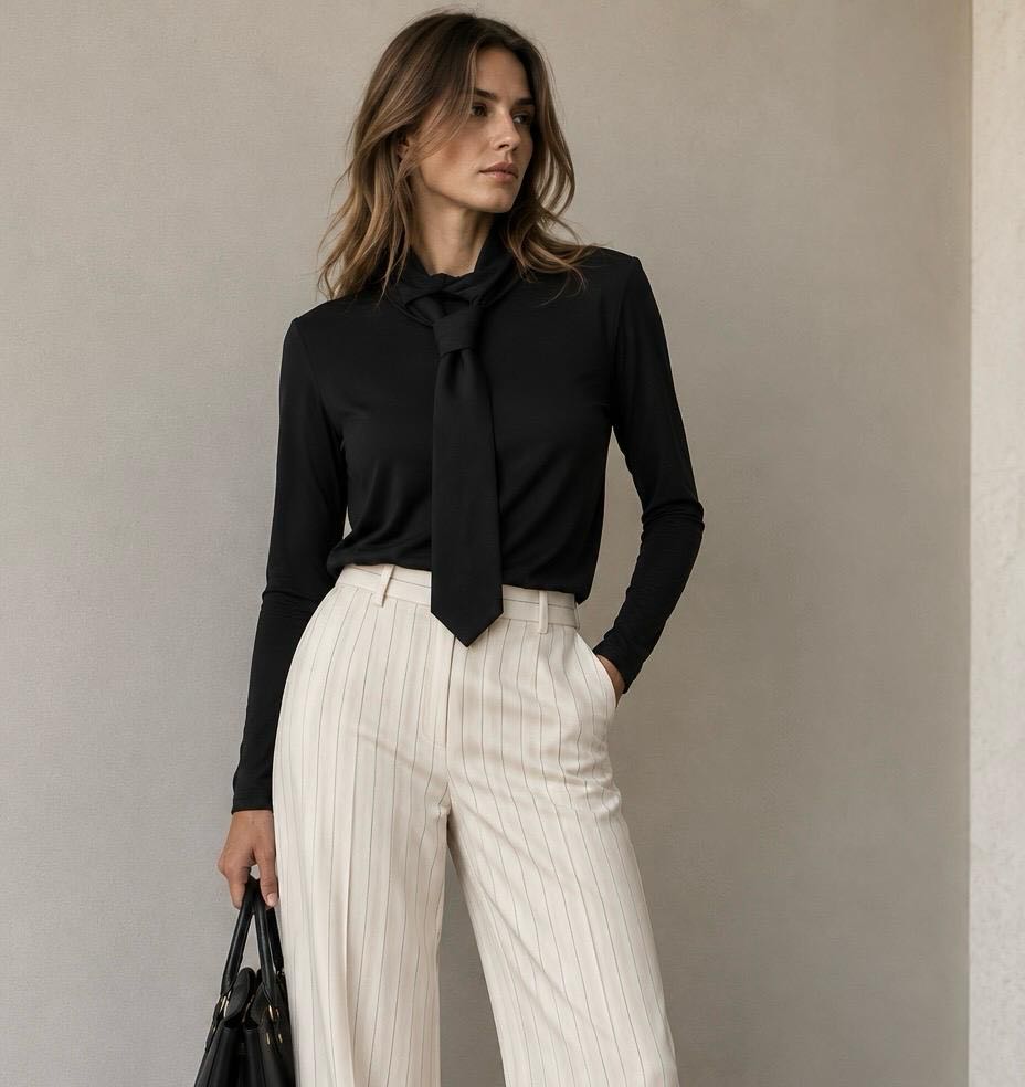 MAGLIA EFFETTO CAMICIA NERA CON CRAVATTA
