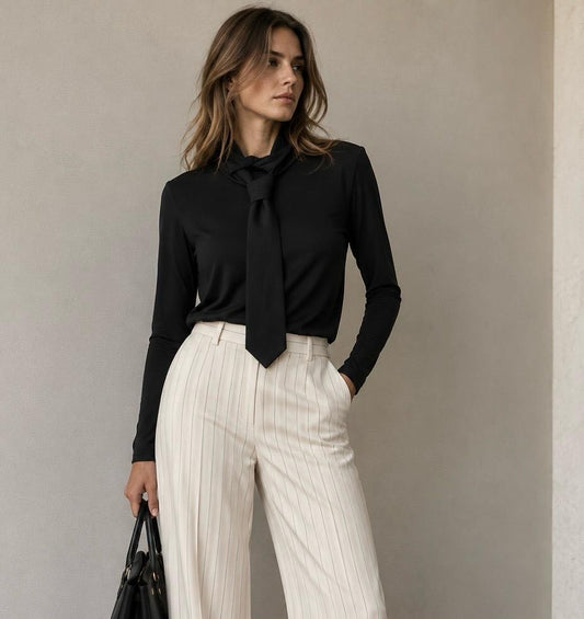 MAGLIA EFFETTO CAMICIA NERA CON CRAVATTA