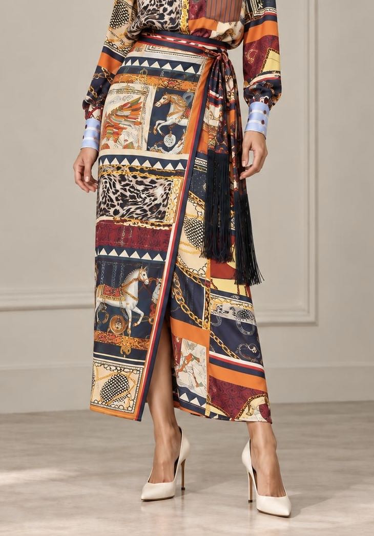 GONNA FOULARD ANIMALIER