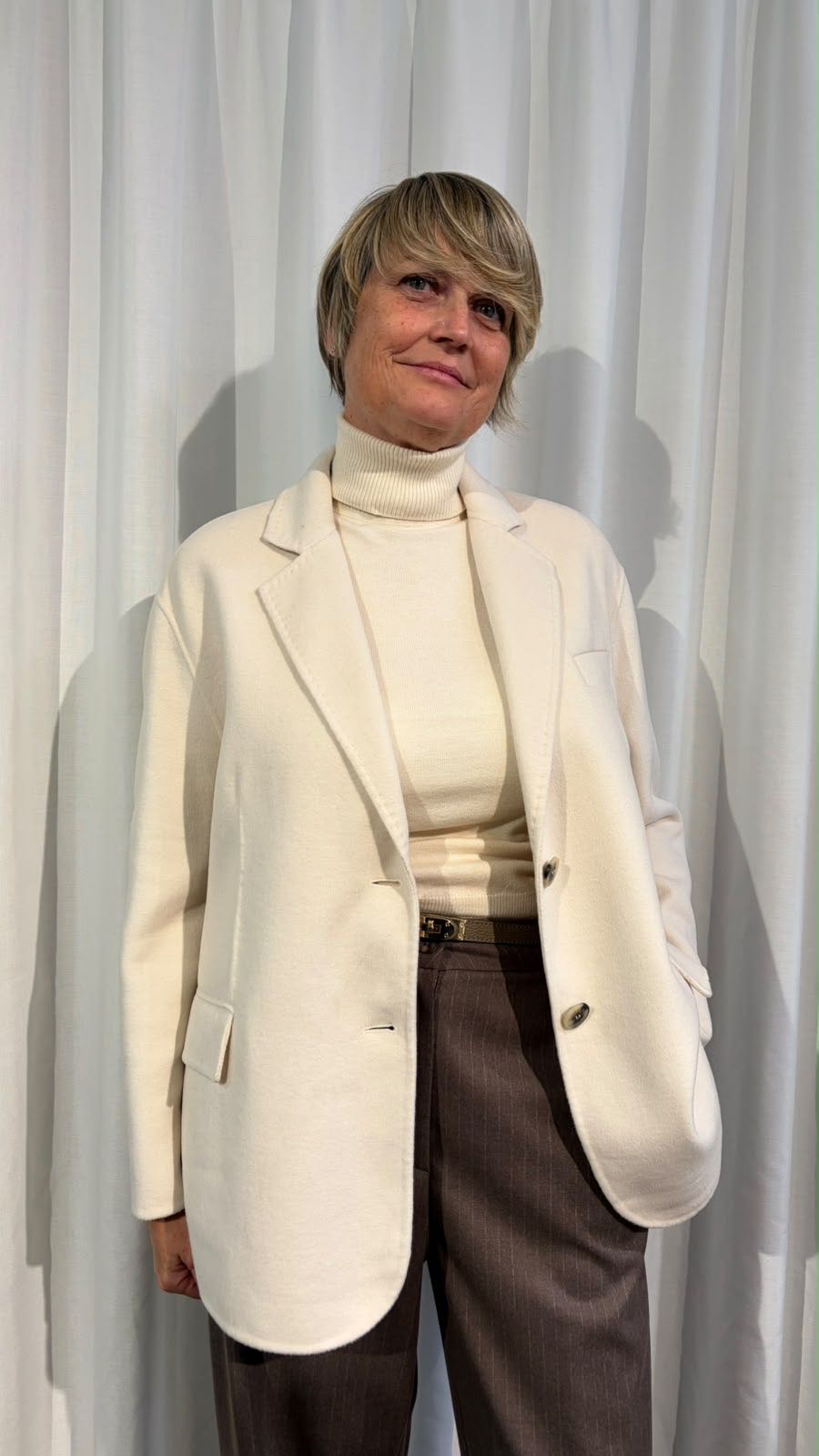 CAPPOTTO CORTO OUTDOOR HAND MADE PANNA