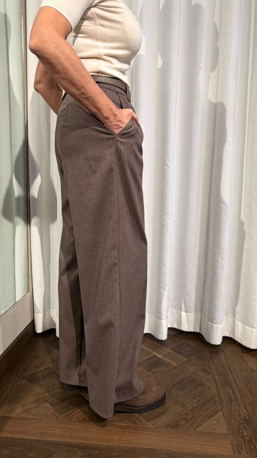 PANTALONE MIMÌ GESSATA TORTORA
