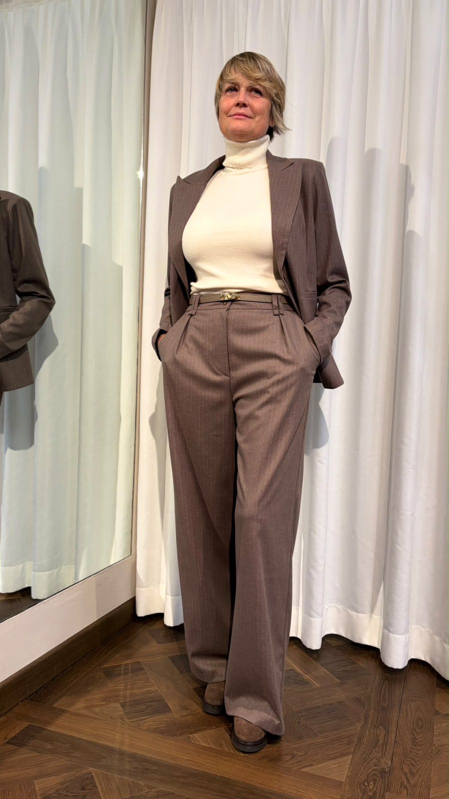 PANTALONE MIMÌ GESSATA TORTORA