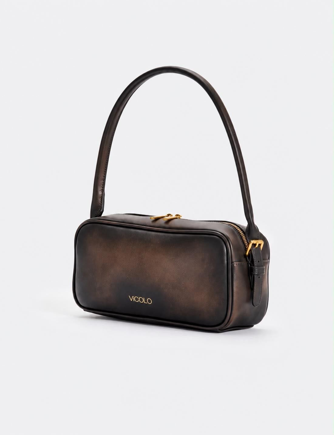 BORSA TRUNK VINTAGE MARRONE/NERO