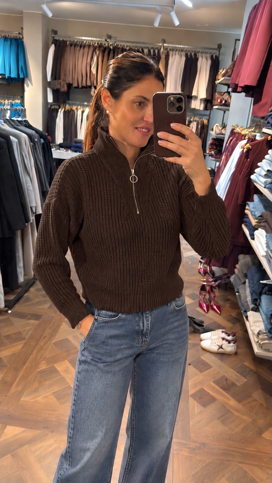MAGLIONE CON ZIP MOKA
