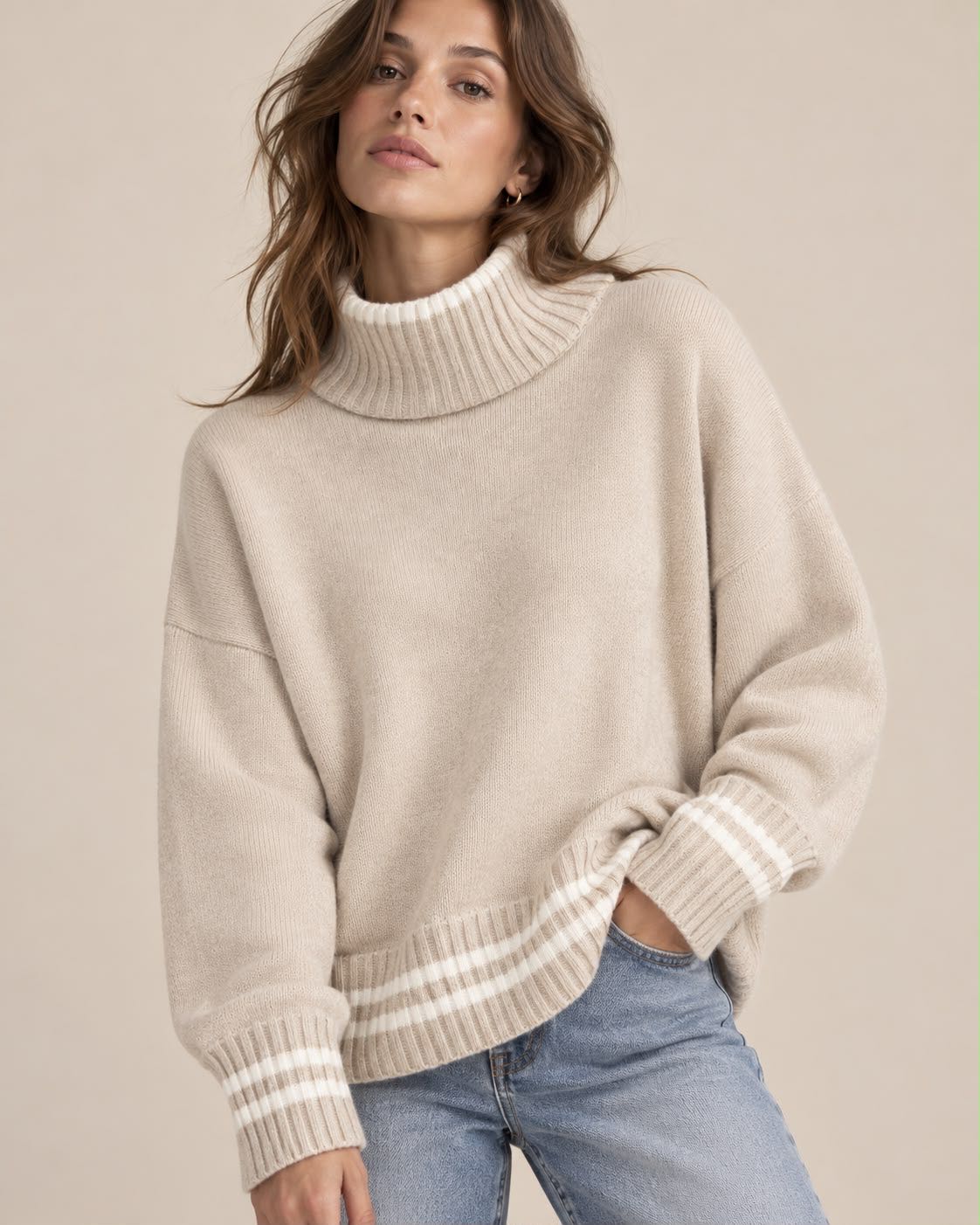 MAGLIONE BERLINO LANA KASHMIR SABBIA