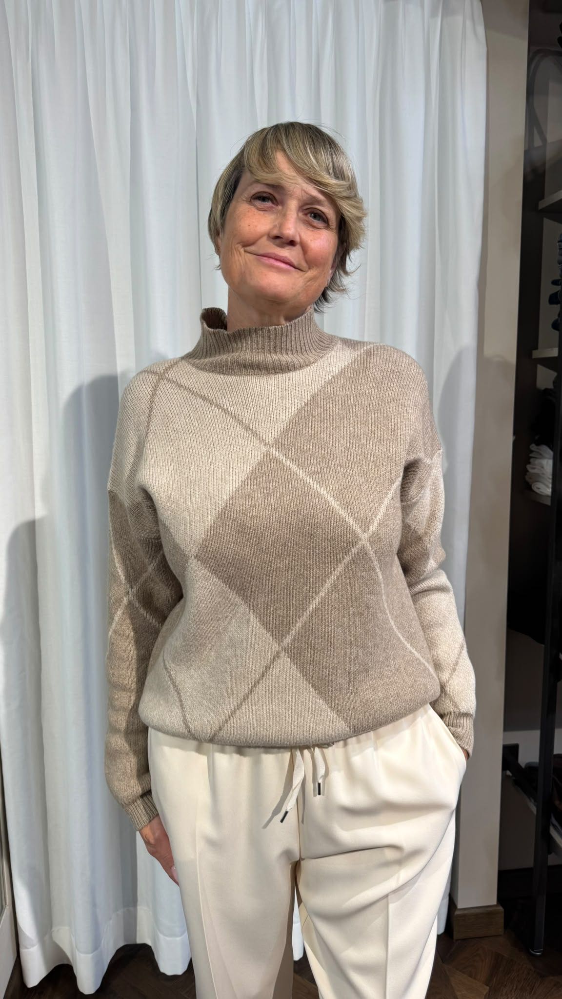 MAGLIONE PARIGI LANA KASHMIR SABBIA