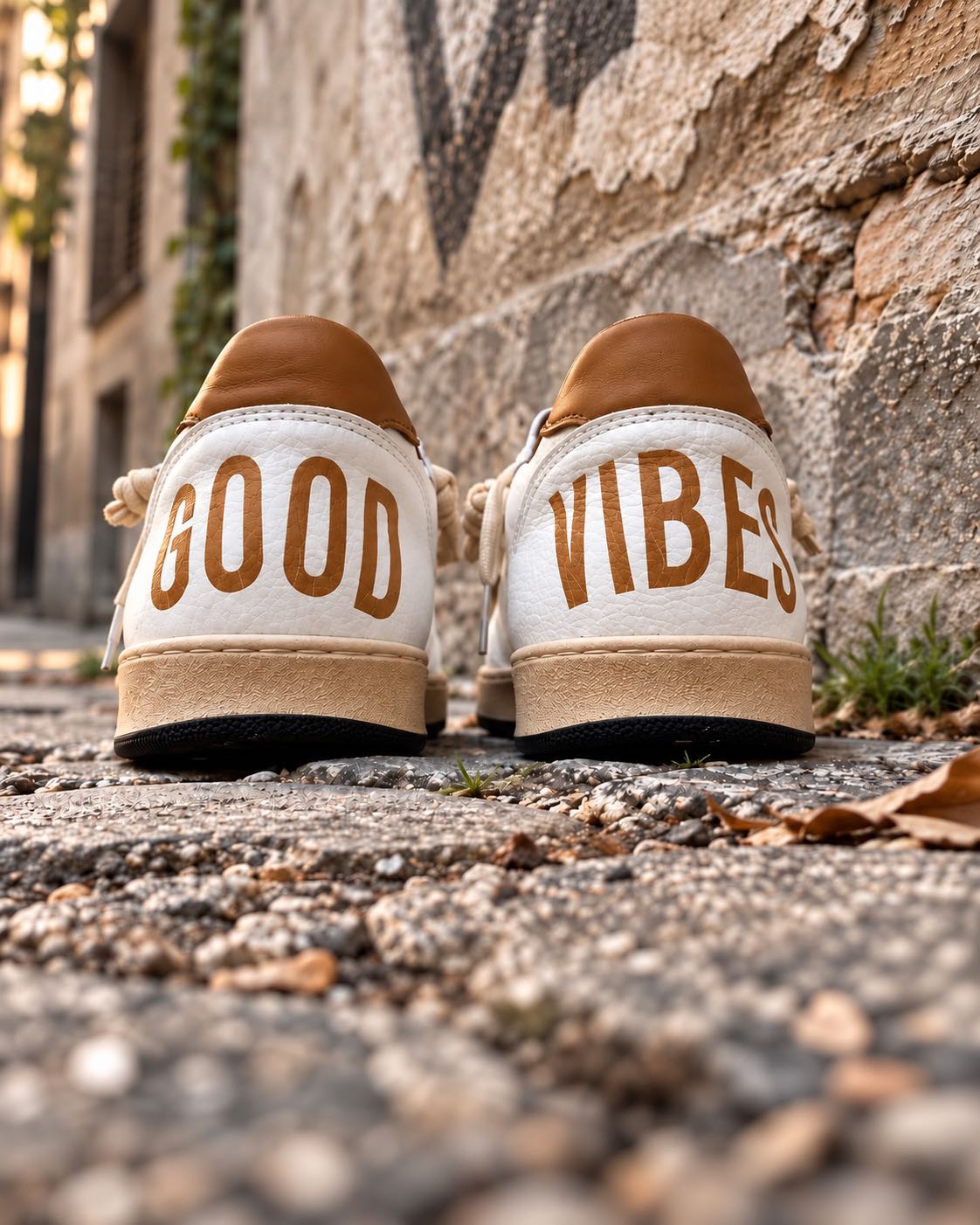 SNEAKERS GOOD VIBES CUOIO