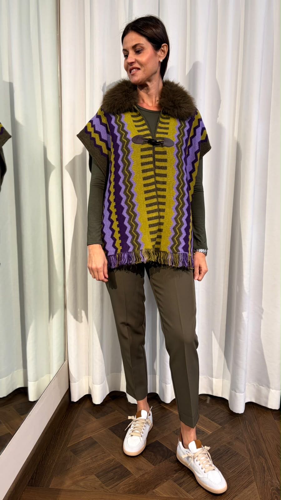 PONCHO LIME LILLA