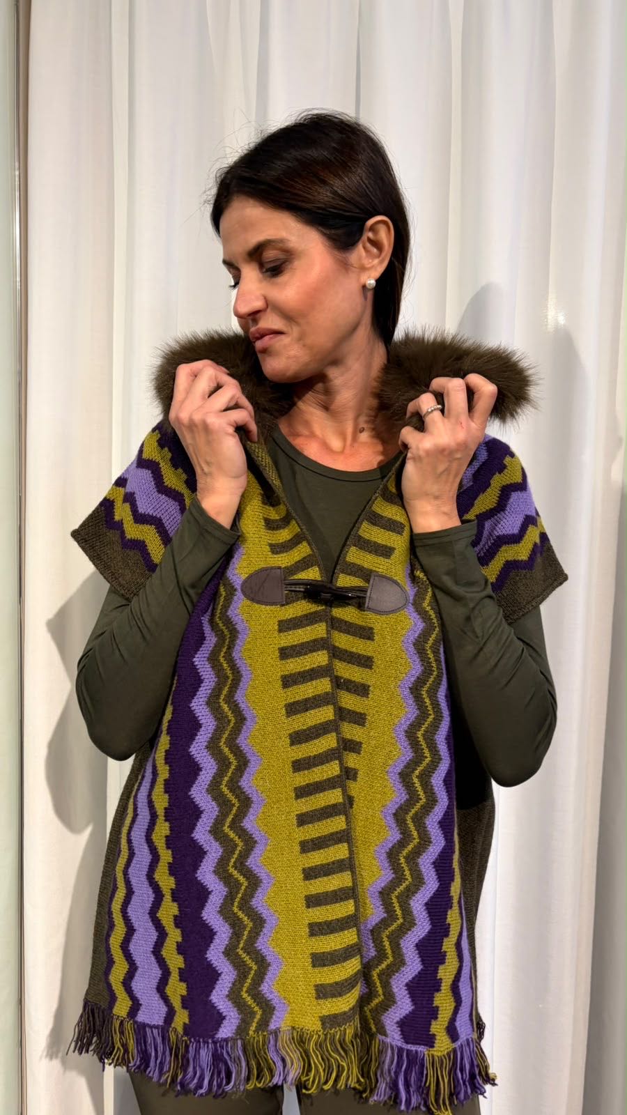 PONCHO LIME LILLA