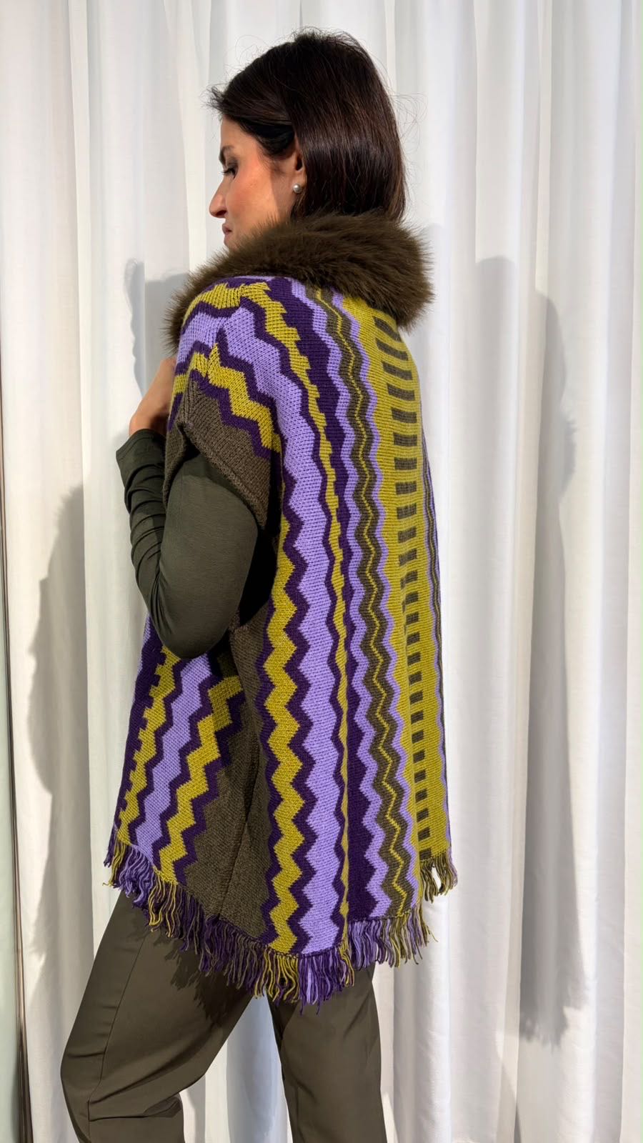 PONCHO LIME LILLA