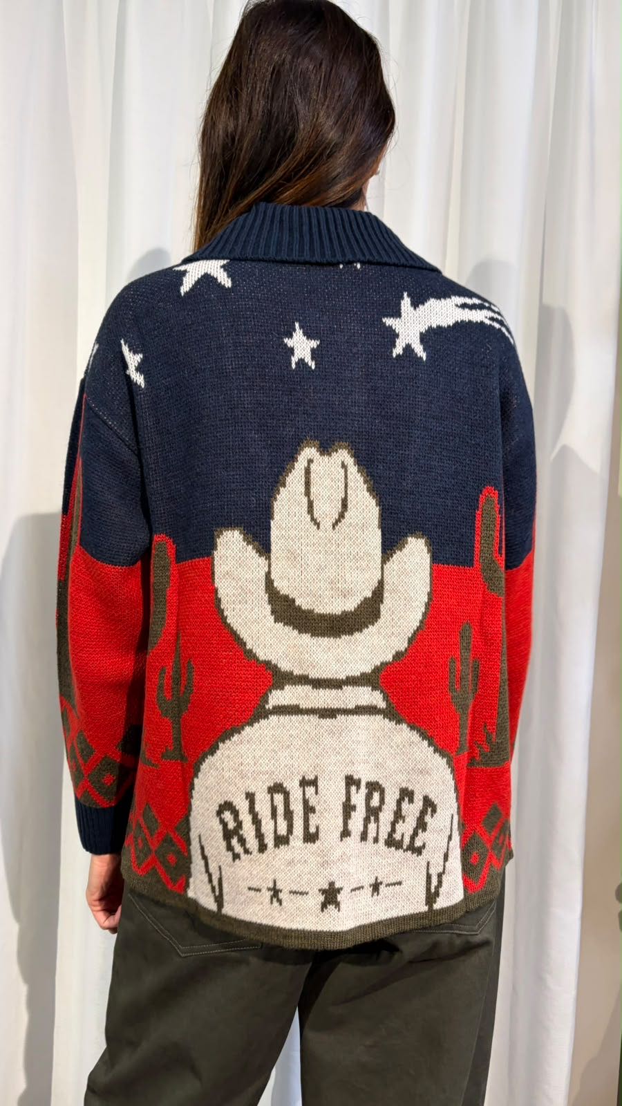 CARDIGAN RIDE FREE BLU ROSSO