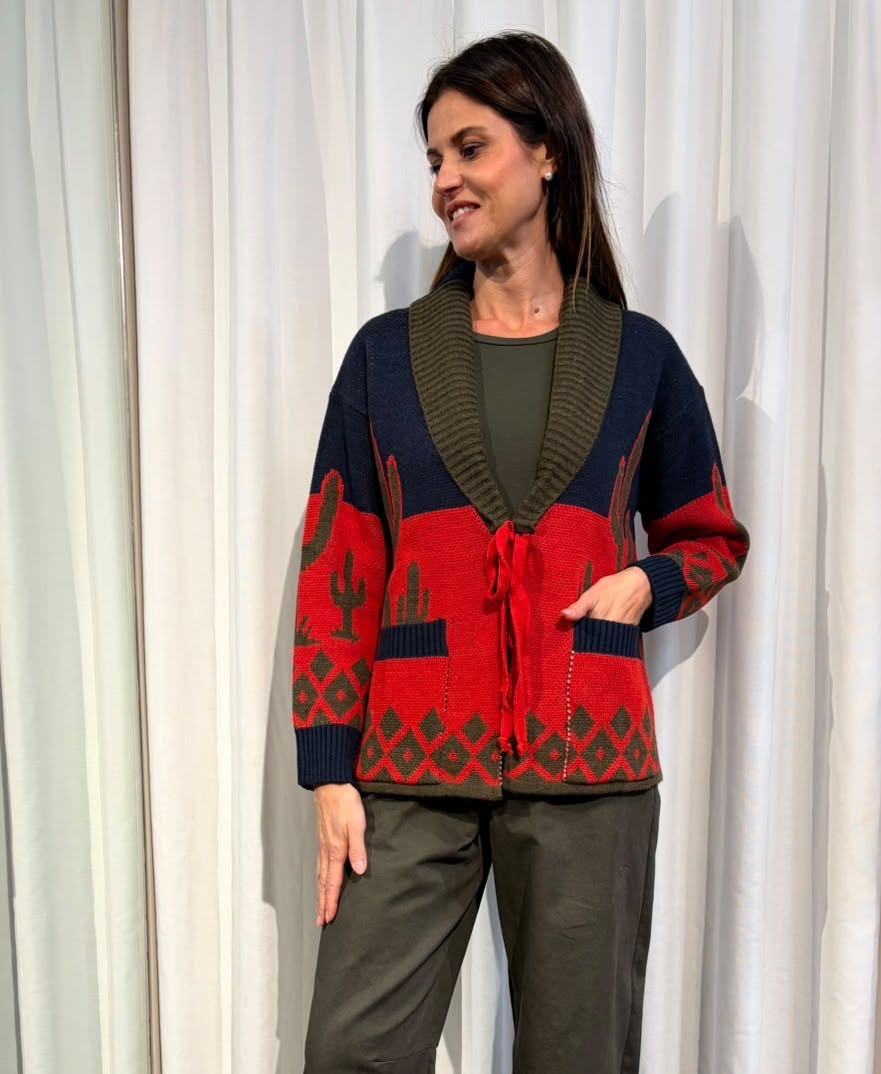CARDIGAN RIDE FREE BLU ROSSO