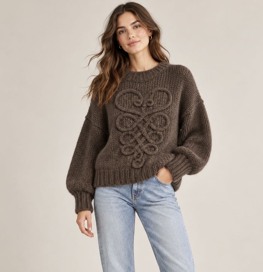 MAGLIONE RICAMO MORO