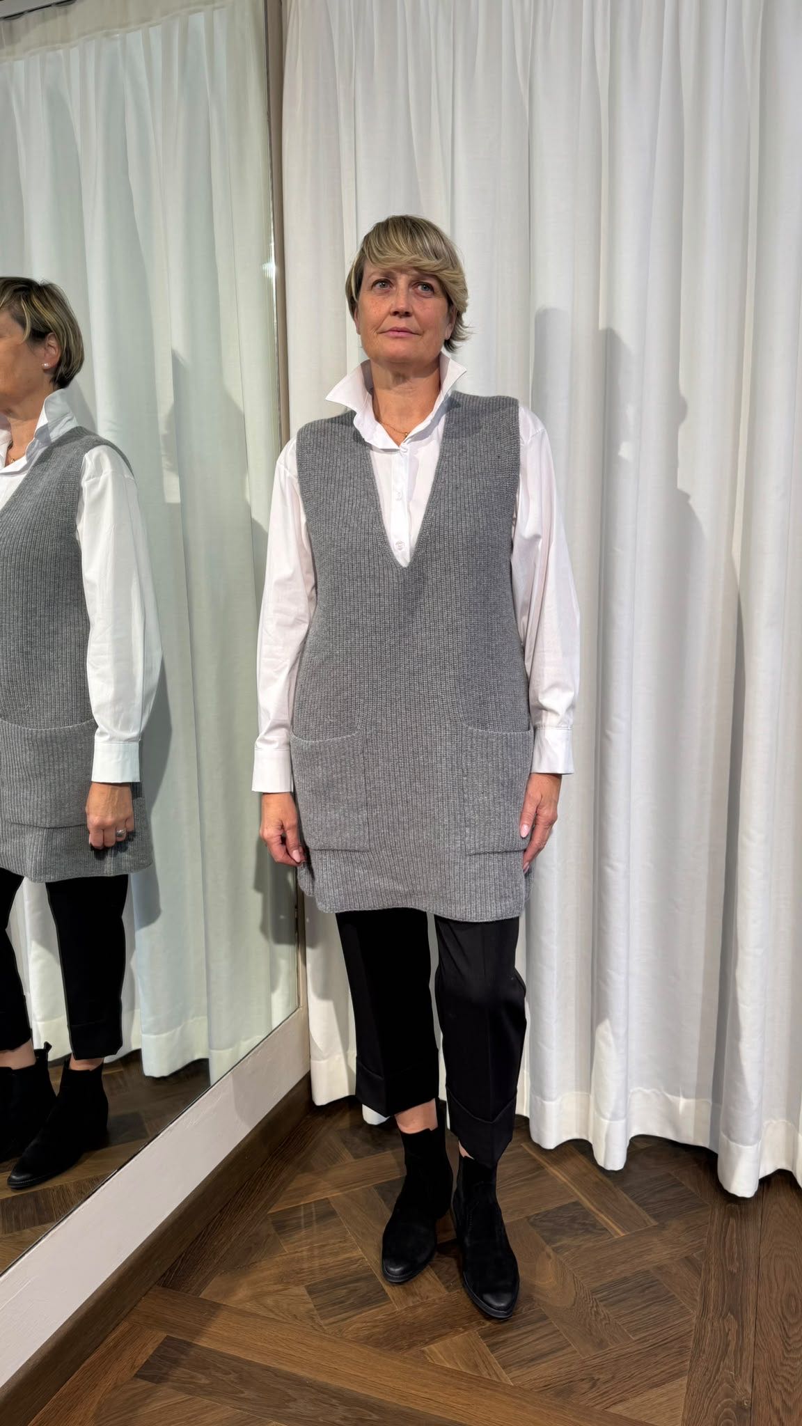 MAXI GILET GRIGIO