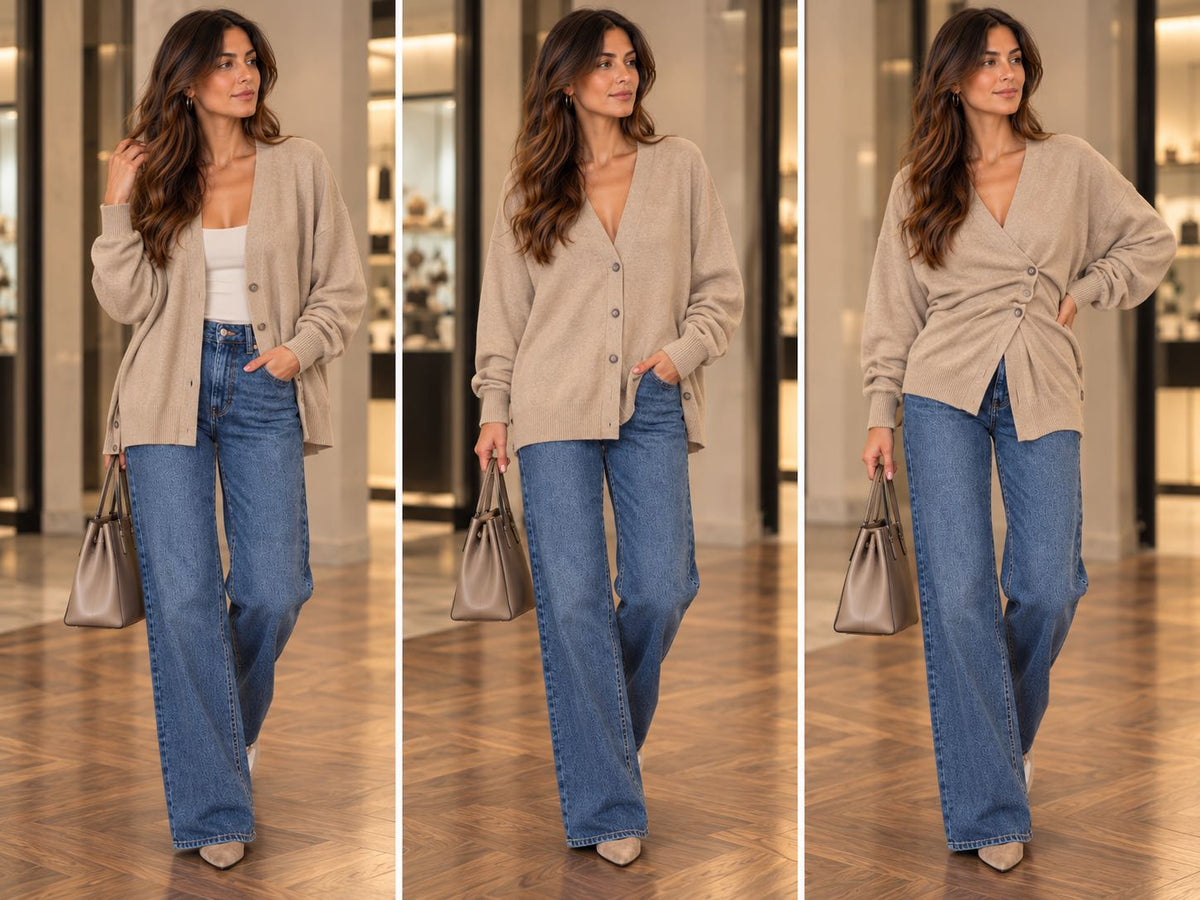 CARDIGAN DOPPIA CHIUSURA SABBIA