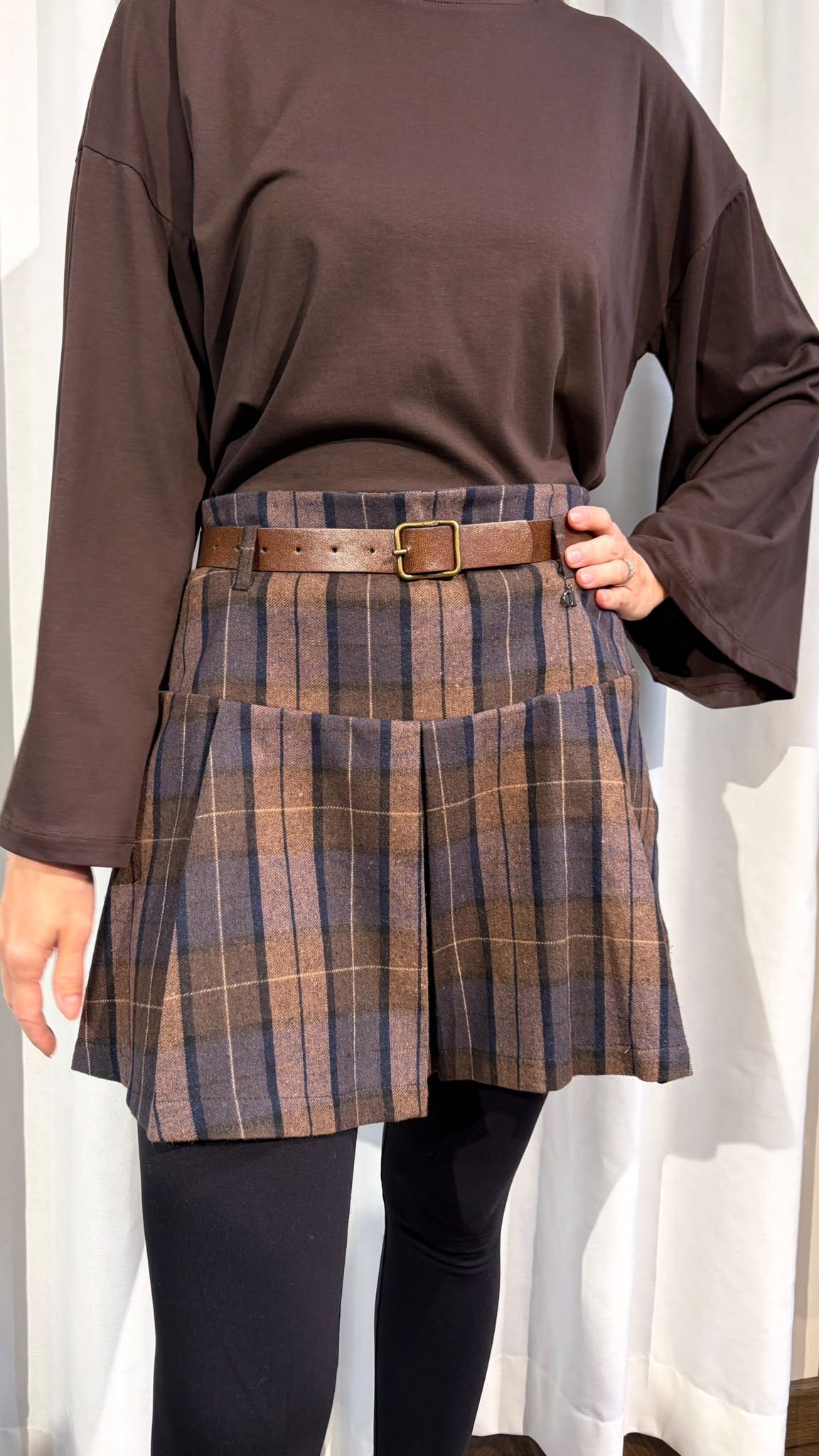 MINIGONNA CHECK CON CINTURA