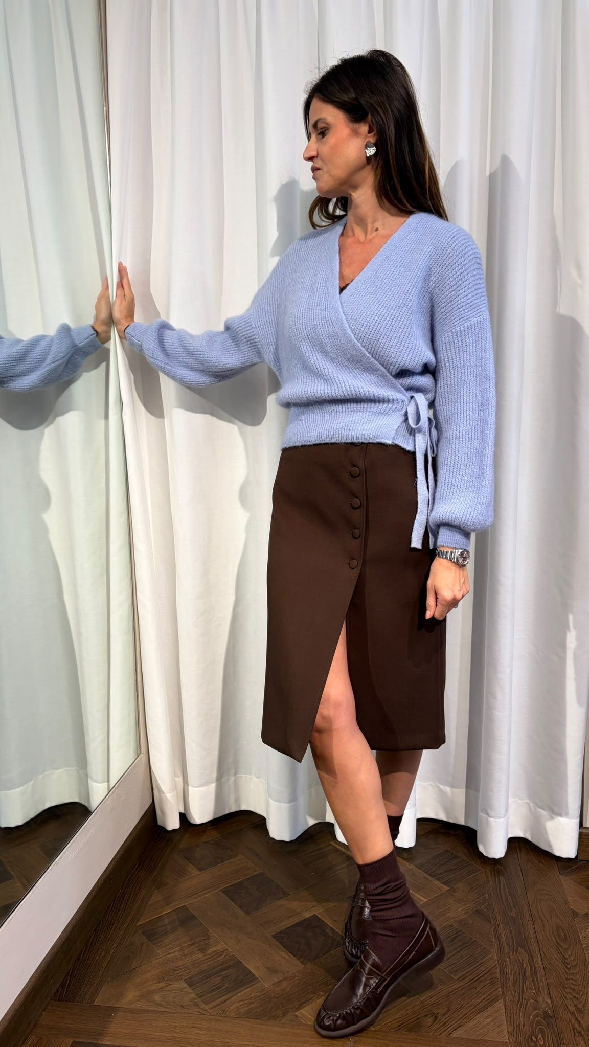 MAGLIA INCROCIO MOHAIR AZZURRA
