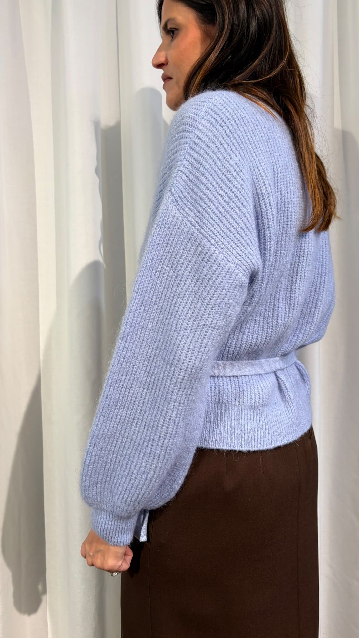 MAGLIA INCROCIO MOHAIR AZZURRA