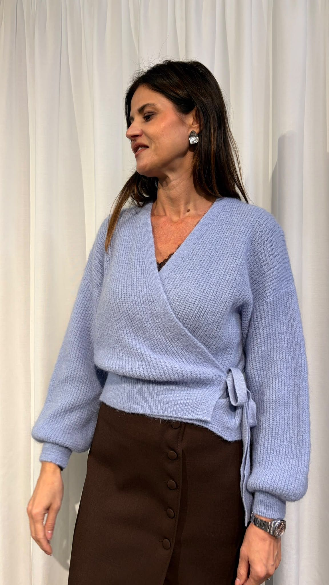 MAGLIA INCROCIO MOHAIR AZZURRA