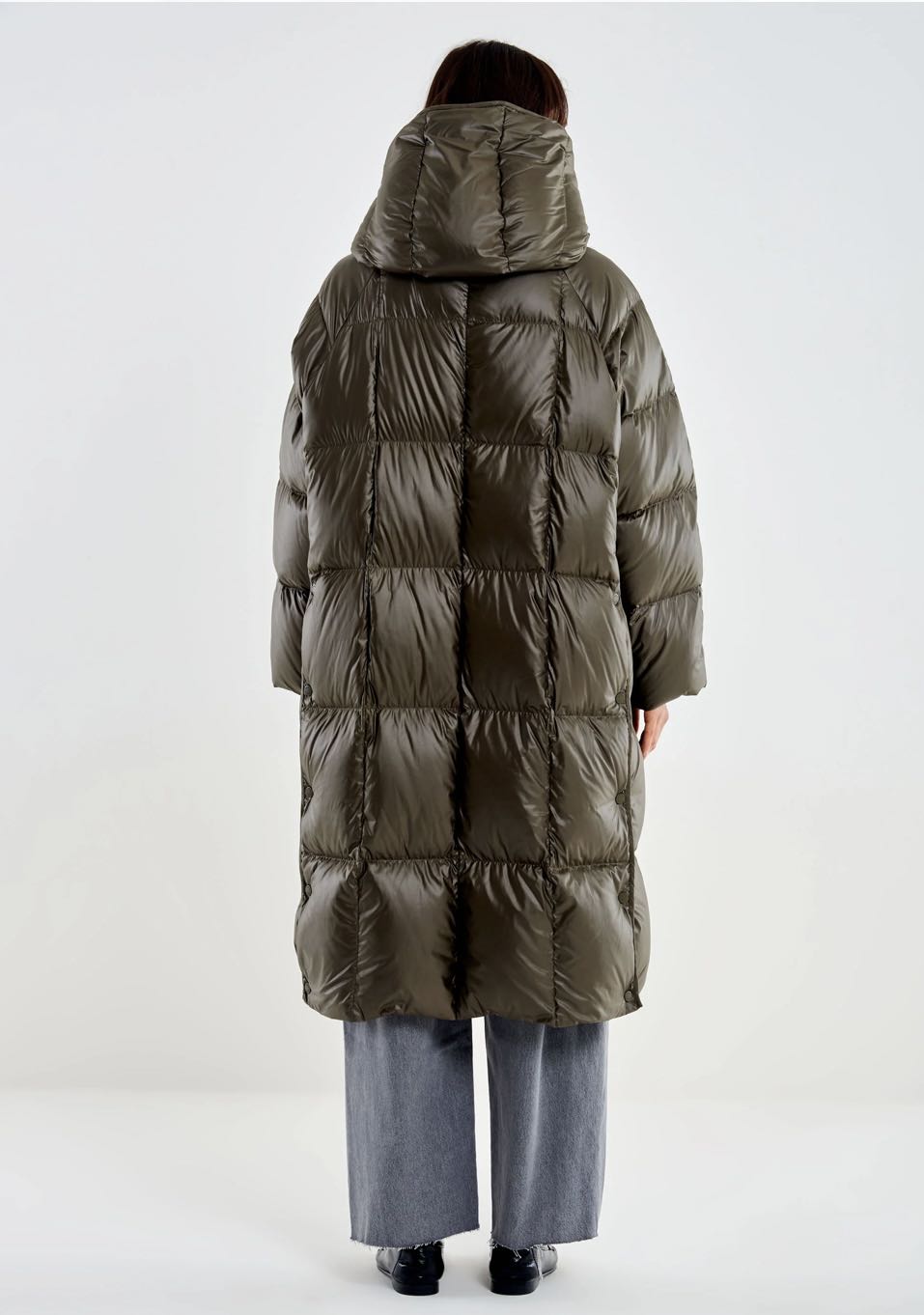 PIUMINO LUNGO MAXI COLLO CAPPUCCIO MILITARE